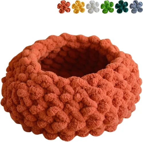 Vista 10 de Cama nido para gatos, tejida a mano, lavable, redonda, gatito cueva (blanco nube, L)