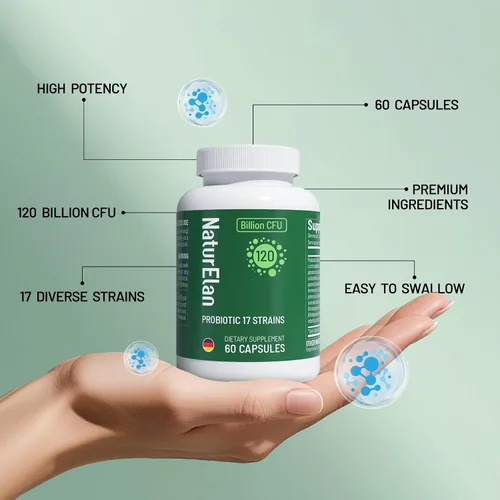 Vista 3 de Probióticos para mujeres y hombres, 120 mil millones de UFC, 17 potentes cepas para la salud intestinal, inmunidad y alivio rápido de la hinchazón