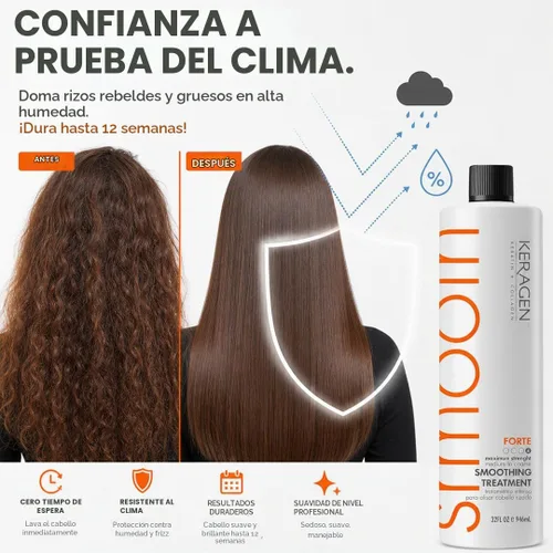 Vista 3 de Keragen - Tratamiento alisador de queratina brasileña, cabello seco y dañado Cruelty free, formaldehyde-free smoothing treatment for dry, curly