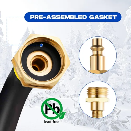 Vista 6 de Kit de invernaje para RV y adaptador de soplado para aspersor con válvula de cierre Compresor de aire enchufe de conexión rápida para manguera