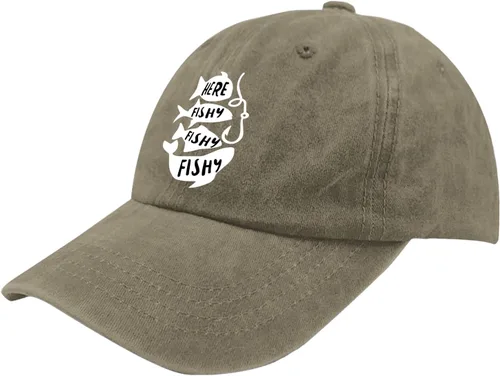 Vista 2 de KEHUASW Here Fishy Fishy - Sombreros de béisbol para mujer, divertidos sombreros divertidos para hombre, gorras de entrenamiento de secado rápido