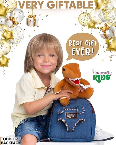 Vista 2 de Naturally KIDS Mochila para niños pequeños, Mini de 06 "h - Peluche T-rex, 06"h Mini