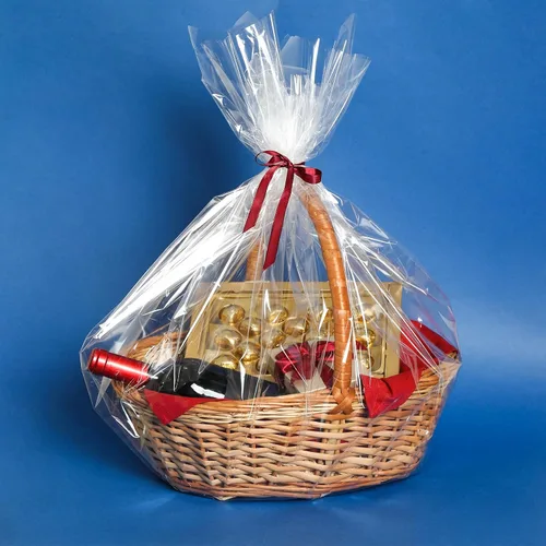 Vista 6 de Morepack Bolsas grandes de celofán/celofán, bolsas de cesta transparentes de 30 x 40 pulgadas de plástico OPP para embalaje de cestas de regalo, 5