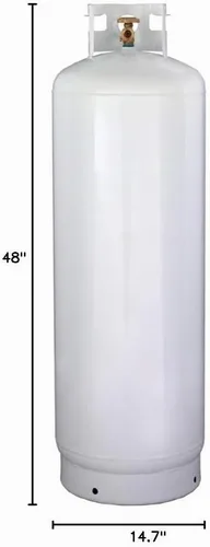 Vista 3 de Nuevo cilindro de propano de acero de 100 libras con válvula CGA510, aprobado por DOT / TC