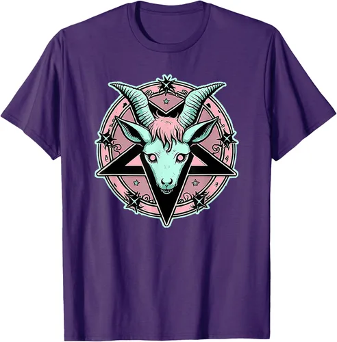 Vista 89 de Camiseta Kawaii Paste Creepy Goat Pentacle, Negro