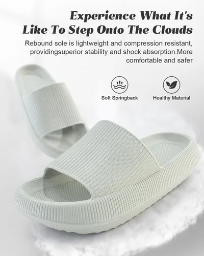 Vista 4 de OLDSH Sandalias de nube para mujeres y hombres, suela gruesa para casa y exteriores, pantuflas antideslizantes de EVA, pantuflas de casa