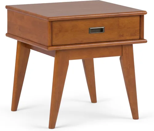 Vista 13 de SIMPLIHOME Draper - Mesa auxiliar rectangular de madera maciza de 22 pulgadas de ancho con cajón de almacenamiento en marrón caoba medio, mesita