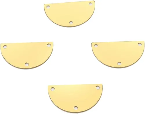 Vista 8 de Adabele - 20 piezas de latón crudo de 0.59 pulgadas (0.591 in), pequeño semicírculo semicírculo, eslabones de conector de 2 agujeros, sin placa/sin