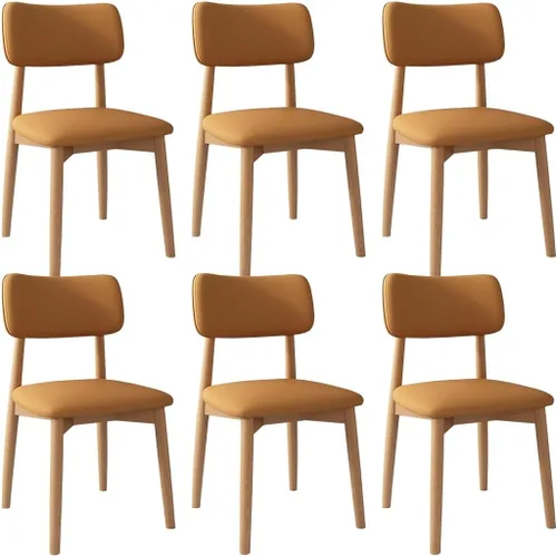 Vista 22 de YVYKFZD Solid Wood Dining Chairs, Kitchen Chairs Set with Curved Backrest, Leather Upholstered Dining Room Chair, Armless Living Room Chair, for