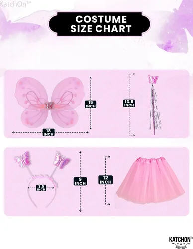 Vista 2 de KatchOn, Fairy Costume Set For Girls - Pack of 4 Fairy Wings, Butterfly Headband and Wand, Fairy Accessories for Girls