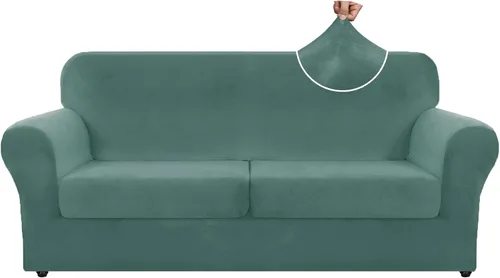 Vista 72 de ZNSAYOTX Fundas elásticas para silla de terciopelo de lujo con brazo, 2 piezas, para sala de estar, funda gruesa y suave, antideslizante, protector