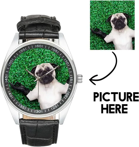 Vista 3 de Reloj personalizado con foto gráfica para hombres o mujeres, diseña tu propio reloj, relojes personalizados impermeables con correa de acero