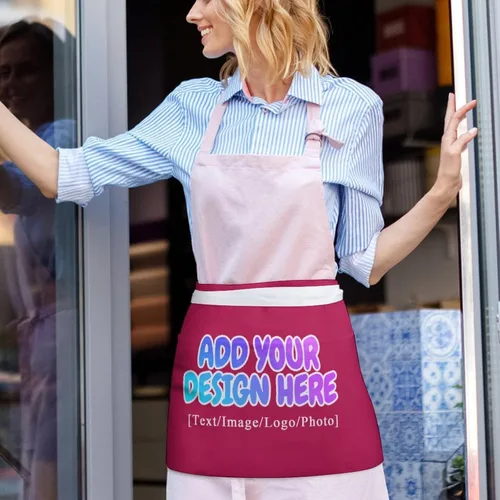 Vista 197 de AXKEUDO Delantal personalizado con bolsillos, delantales de cintura para camarera para cocinar en casa, restaurante, servir trabajo
