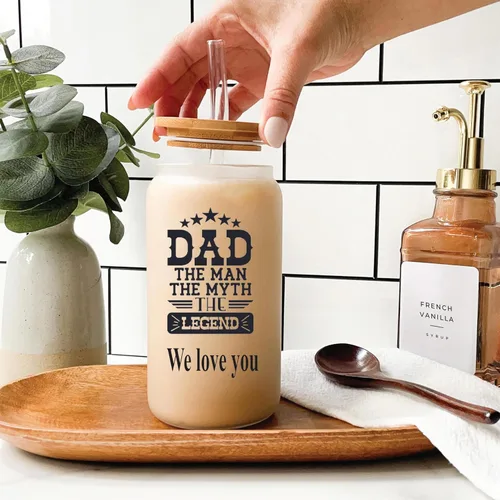 Vista 6 de Regalos personalizados para mejores amigas para mujeres, tazas de vidrio de 16 onzas con tapas y pajitas, taza de café helado, vaso