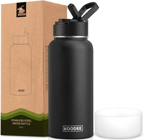 Vista 120 de koodee Botella de agua para niños, botella de agua de acero inoxidable de 12 onzas con aislamiento al vacío para la escuela, botella de agua de boca