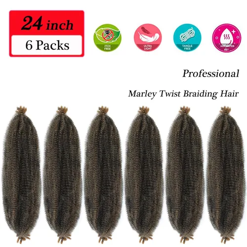 Vista 2 de Marley Twist - Cabello trenzado 1b/27 Afro Spring Cuban Twist Hair de 24 pulgadas, cabello trenzado trenzado trenzado jamaicano, extensiones