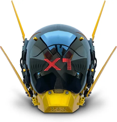 Vista 2 de BeLSav Máscara de cosplay punk para adultos, máscara LED, tecnología punk futurista, cosplay, Halloween, accesorios para fiestas y festivales