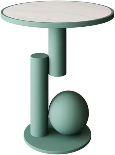 Vista 7 de Mesa auxiliar redonda moderna de mármol de 15.7 pulgadas, mesa auxiliar decorativa (negro)