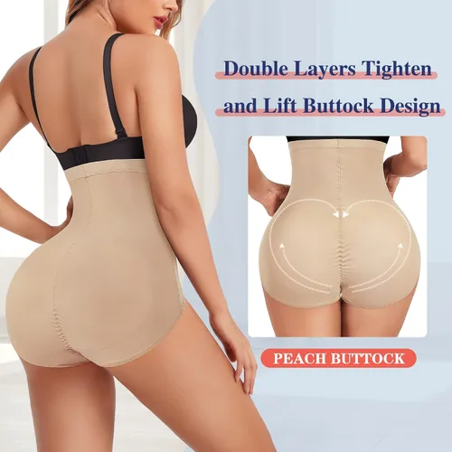 Vista 2 de HAENPISY Calzones levantadores de glúteos para mujer cintura alta control de abdomen moldeadores de cintura faja moldeadora