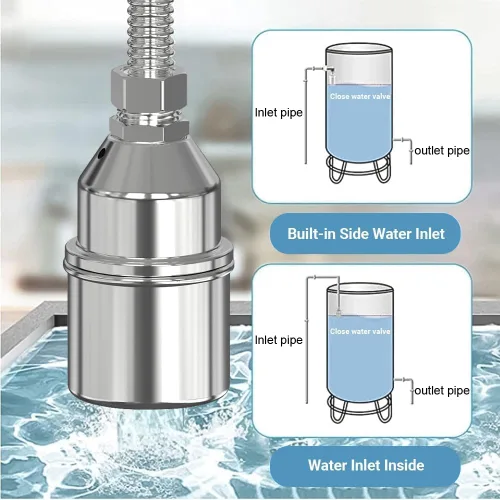 Vista 4 de Válvula de flotador de control de nivel de agua totalmente automática de acero inoxidable 304, válvula de flotador de control de nivel de agua