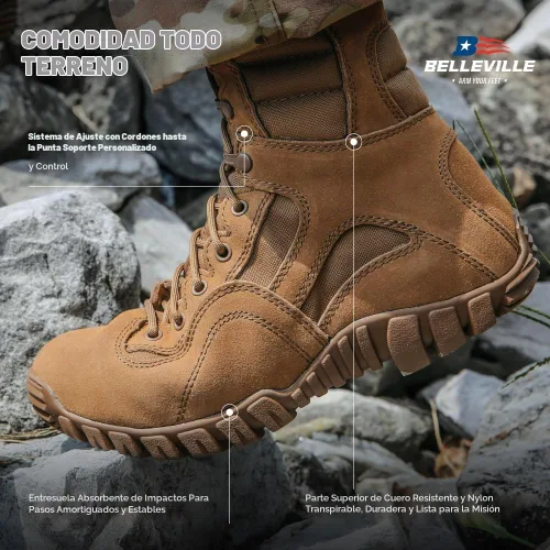 Vista 4 de Belleville Khyber TR550 8" Tactical Boots for Men, AR 670-1 Compliant Coyote