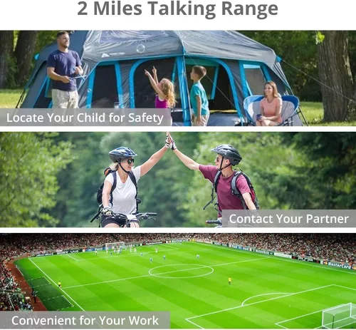 Vista 12 de Proster Walkie Talkies recargables, 1 par, radios bidireccionales de largo alcance de 16 canales con cargador USB, micrófono de auricular