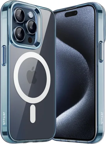 Vista 21 de JETech Funda magnética para iPhone 15, color negro y blanco Compatible con MagSafe, funda protectora a prueba de golpes, resistente a