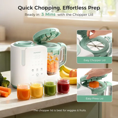 Vista 13 de Momcozy AutoMeal Procesador de Alimentos para Bebés – Procesador de Alimentos de Vapor y Mezcla Automática de Un Solo Paso, Taza Grande de 15 oz