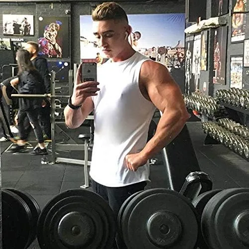 Vista 2 de COOFANDY Camiseta sin mangas de entrenamiento para hombre, camiseta sin mangas muscular, gimnasio, entrenamiento, fitness, deportes, fisicoculturismo