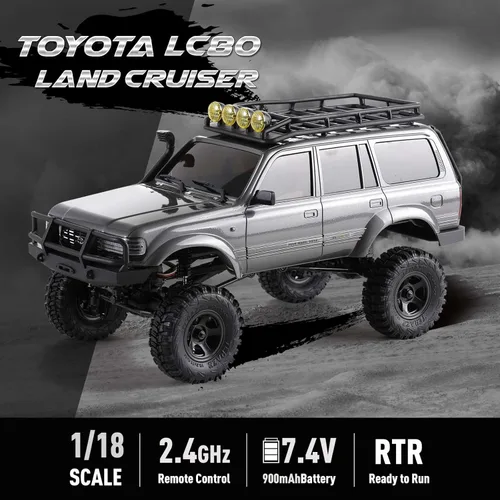 Vista 2 de Fms FCX18S 1/18 Land Cruiser LC80 S RC Rock Crawler Scale Katana Toyota RC Car 2.4Ghz 4WD Off-Road Impermeable RC Truck Vehículo RTR All Terrains