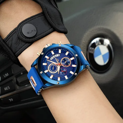 Vista 2 de NIBOSI Reloj de pulsera de cuarzo impermeable para hombre, Cronógrafo