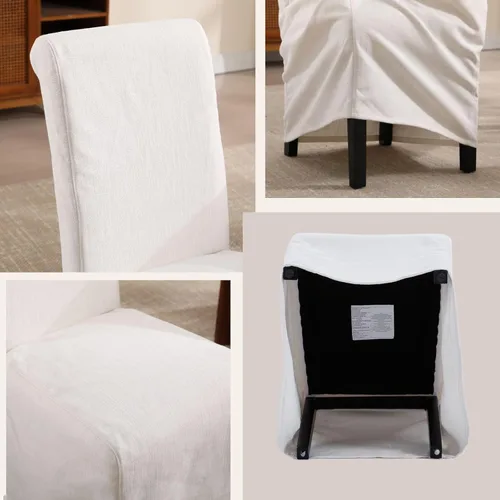 Vista 9 de Parsons - Juego de 2 sillas de comedor tapizadas con falda extraíble lavable, sillas de cocina con respaldo alto y patas de madera maciza, tela