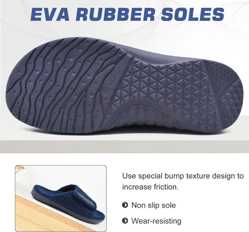 Vista 5 de ONCAI Pantuflas de casa para hombre con soporte de arco, sandalias de piel ortopédica para fascitis plantar plantilla ancha y correas ajustables