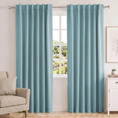 Vista 105 de Turquoize Cortinas Opacas con Aislamiento Térmico Paneles de Tratamiento de Ventanas con Bolsillo para Barra Paneles de Ventana para Ventanas