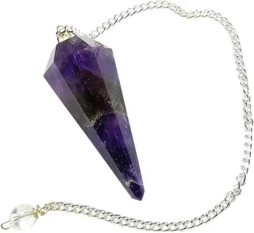 Vista 72 de WholesaleGemShop Péndulo facetado de cristal de piedras preciosas naturales