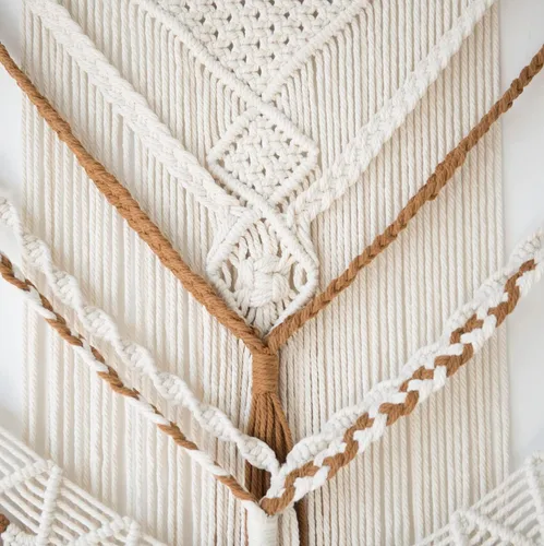 Vista 6 de Jakalin Decoración grande de macramé para colgar en la pared, paneles bohemios, hechos a mano, arte de pared para sala de estar, dormitorio