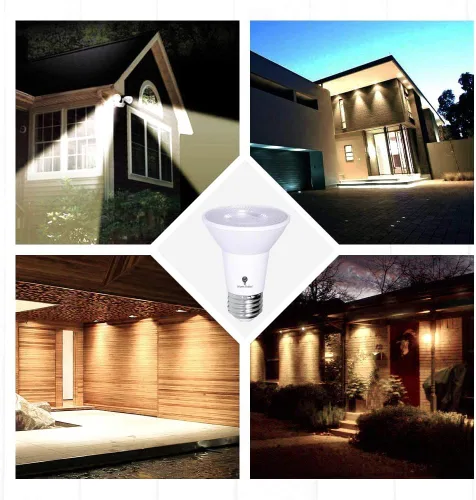 Vista 6 de Paquete de bombillas LED PAR20 para inundación de luz del anochecer al amanecer para exteriores, sensor de fotocélula, 8 W, equivalente a 65 W, 700