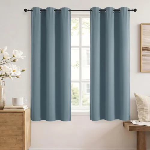 Vista 74 de Simplebrand Cortinas blancas puras de 96 pulgadas de largo para oscurecer la habitación, juego de 2 paneles para dormitorio/sala de estar, bloqueo