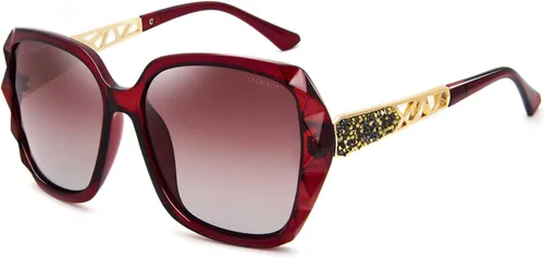 Vista 15 de Gafas de sol de gran tamaño para mujer, polarizadas, protección UV, clásicas, a la moda, para damas, marco negro, lente gris Montura café lente café