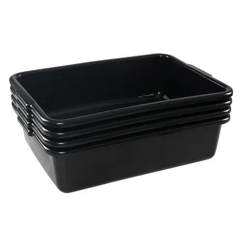 Vista 8 de Juego de 4 tinas de plástico para autobús comercial de 8 litros, sartenes rectangulares de plástico negro