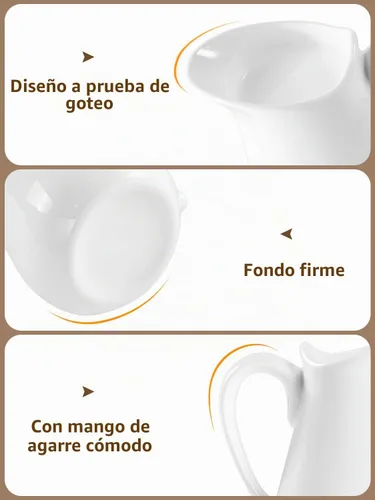 Vista 7 de Jarra de crema de leche de porcelana de 17 onzas con asa, jarra de cerámica blanca