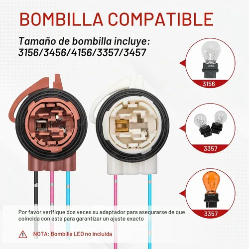 Vista 2 de RED WOLF 3156 3157 Arnés precableado con conector de enchufe de enchufe de enchufe de instalación de bombillas LED se adapta a la mayoría
