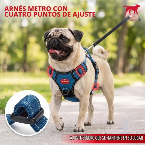 Vista 8 de Tuff Pupper Arnés para perro sin tirones, chaleco resistente para mascotas, clips para correa delantera y trasera, mango de seguridad fuerte