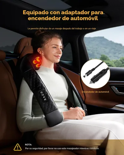 Vista 4 de Masajeador de cuello con calor, masajeador de cuello para aliviar el dolor de tejido profundo, masaje de amasamiento de tejido profundo 4D