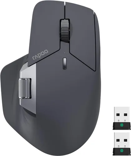 Vista 15 de Rapoo MT760Mini Ratón Inalámbrico Bluetooth - Bluetooth 5.0 y 2.4GHz Conexión Multi-Modo, Compatible con 4 Dispositivos, Tecnología M+ Cross Gris