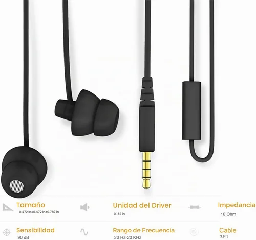 Vista 5 de MAXROCK (TM) Audífonos para Dormir Totalmente Suaves de Silicona con Tapones para los Oídos y Micrófono para Celulares, Tabletas y Conector de 3,5