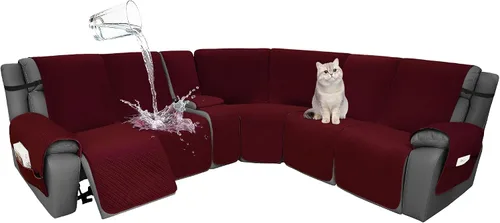 Vista 60 de Fundas de terciopelo 10% impermeables para sofá modular reclinable en forma de L, 1 pieza, fundas acolchadas para sofá reclinable esquinero, juego