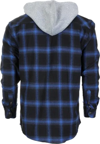 Vista 4 de Gioberti - Camisa de franela a cuadros para hombre, con capucha extraíble y botones