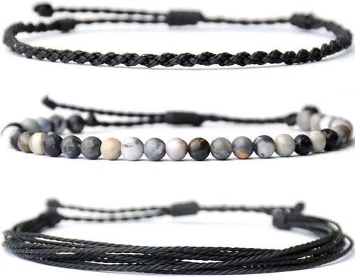 Vista 42 de Pulsera curativa hecha a mano con cuentas de piedra natural, regalo para hombres, pulsera de cuerda ajustable