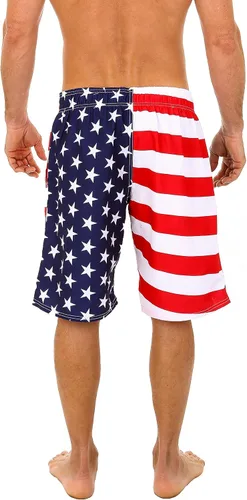 Vista 2 de UZZI Men's Patriotic USA American Flag Swim Trunks